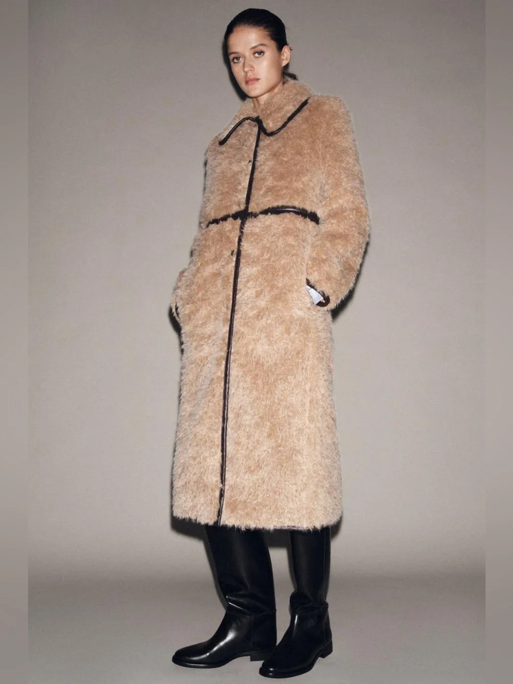 Zara LIMITED EDITION LONG FLEECE COAT sz.S
